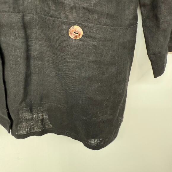Kathleen Sommers Shirt Womens S Black Linen Button Front Pocket USA Minimalist - Picture 6 of 9